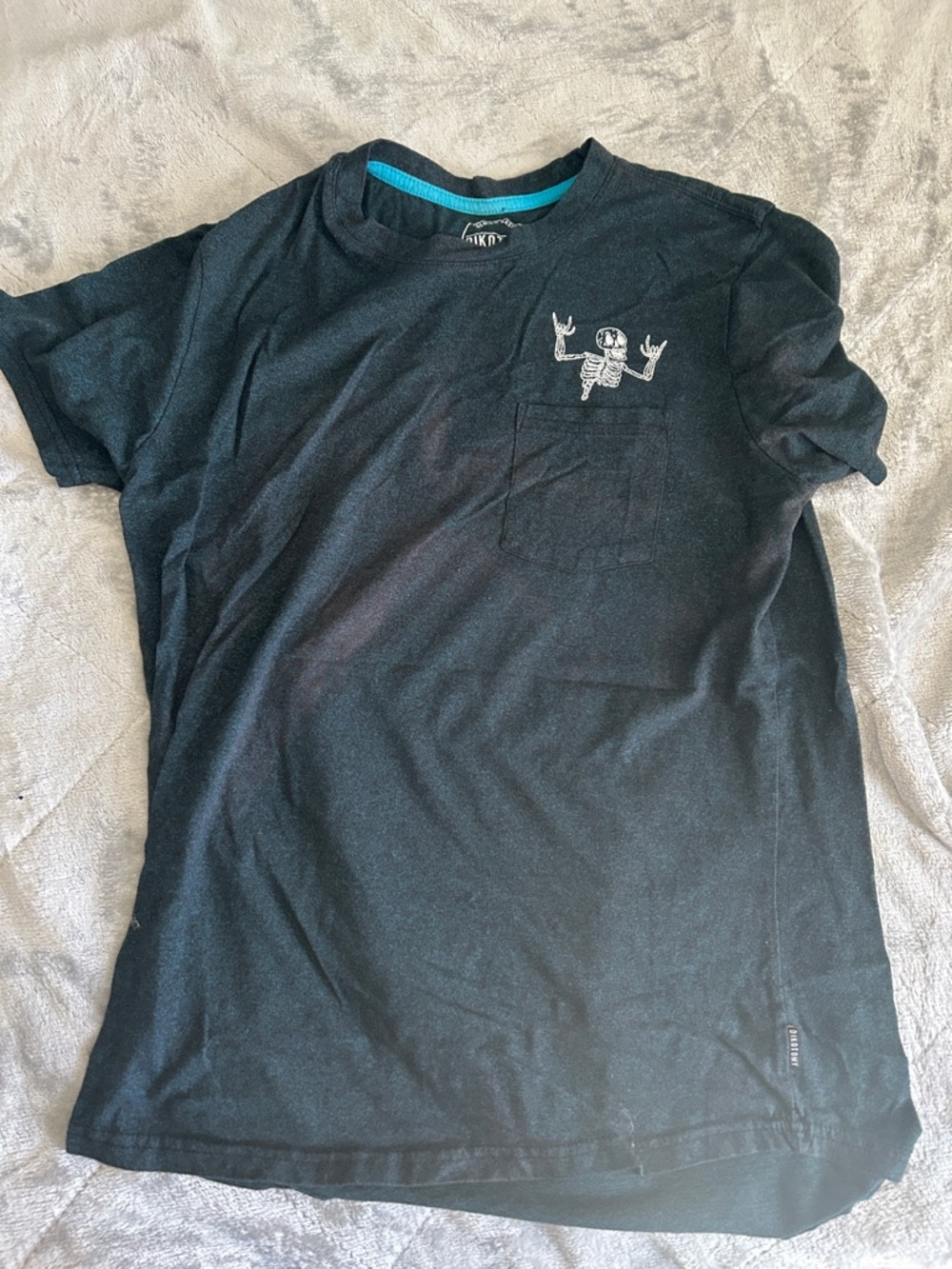 Men's Black Short-Sleeve Pocket Tee with Skeleton Patch